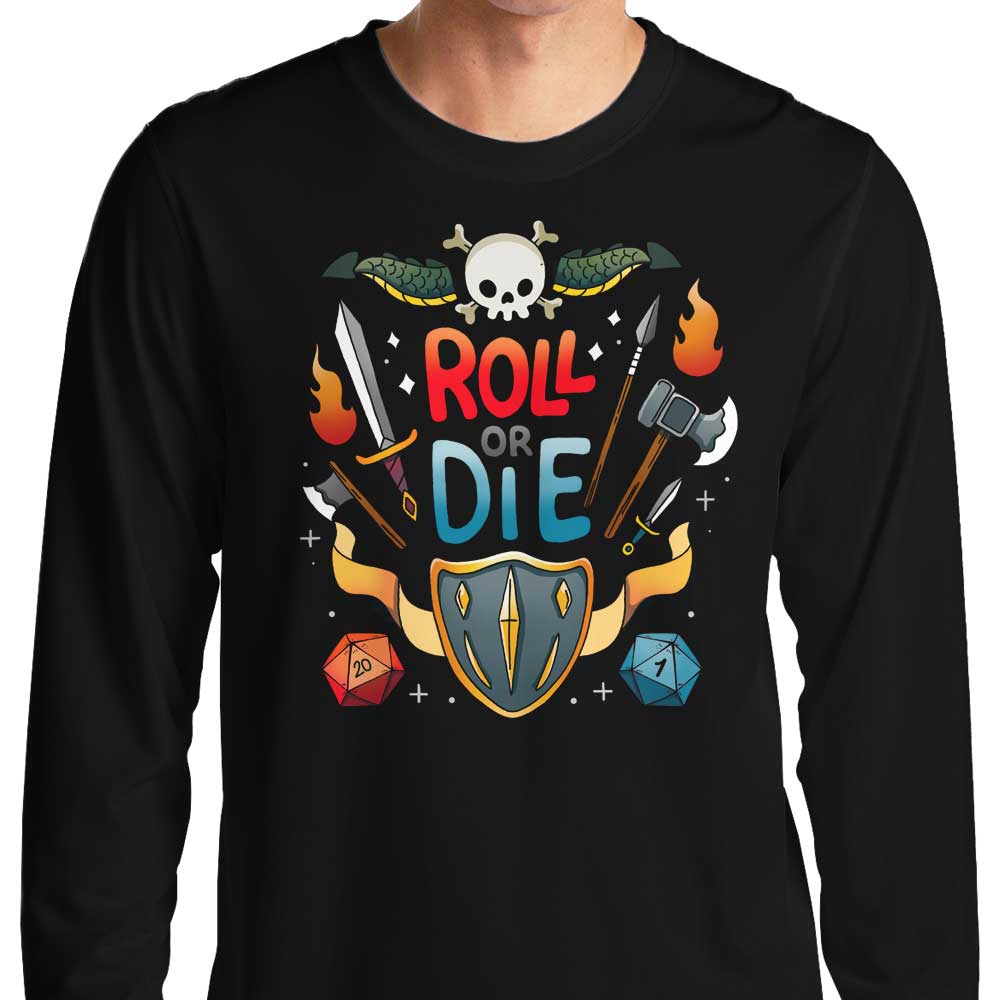 Vallina84's Roll or Die Long Sleeve Crewneck T - Shirt in S to 4XL Sizes