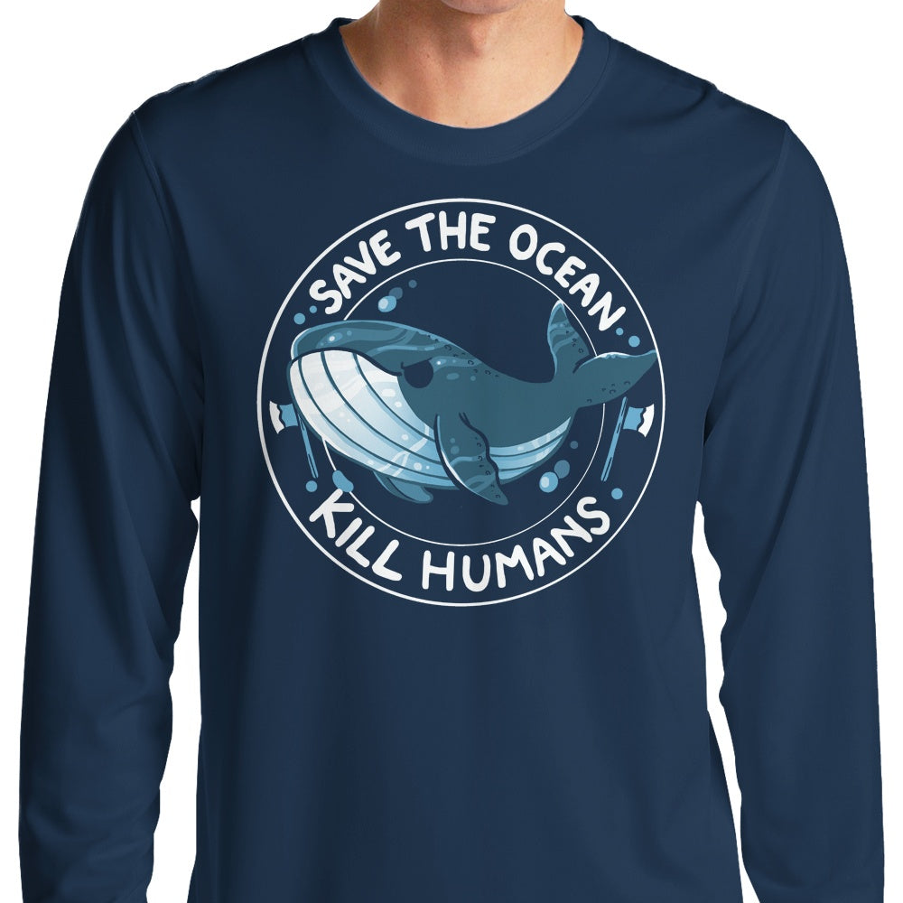 Vallina84 Save the Ocean Comfortable Long Sleeve Crewneck T - Shirt