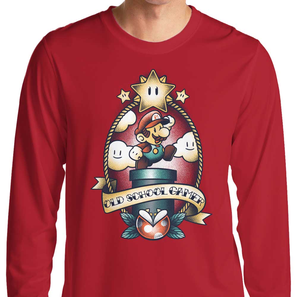 Nostalgic Super Old School Gamer Long Sleeve Crewneck T - Shirt