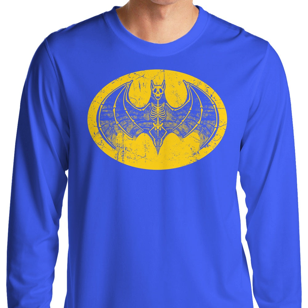 Long Sleeve Skeleton Bat Signal Graphic T-Shirt for Casual Wear