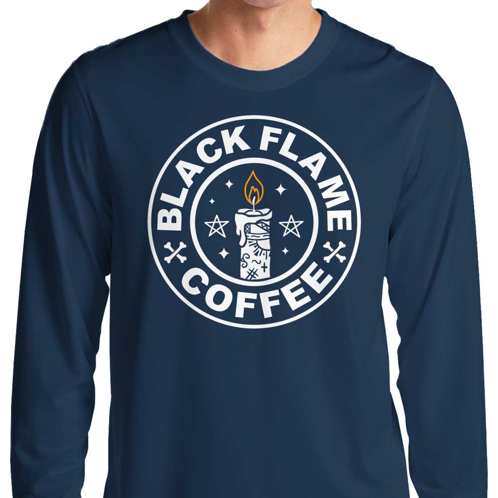 Stylish Black Flame Coffee Long - Sleeve Crewneck T - Shirt for All Sizes