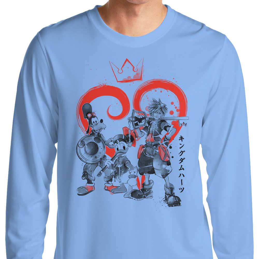 Kingdom Sumi-e Style Long Sleeve Cotton T-Shirt for Casual Wear