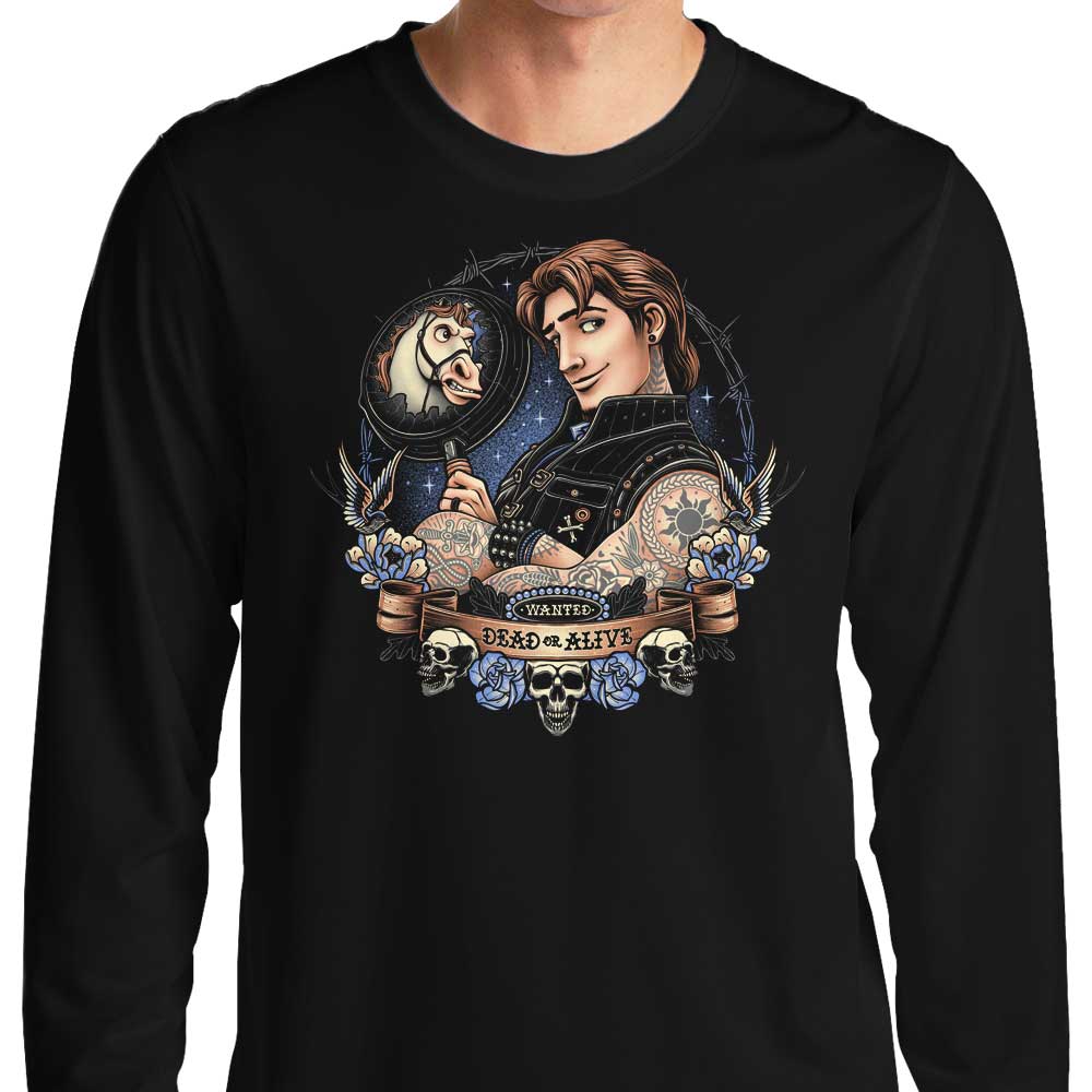 Long Sleeve 'Wanted Dead or Alive' Graphic T-Shirt for Casual Wear