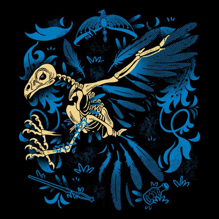 Long Sleeve T-Shirt Featuring Eagle Fossil Design by Fitas Artwork