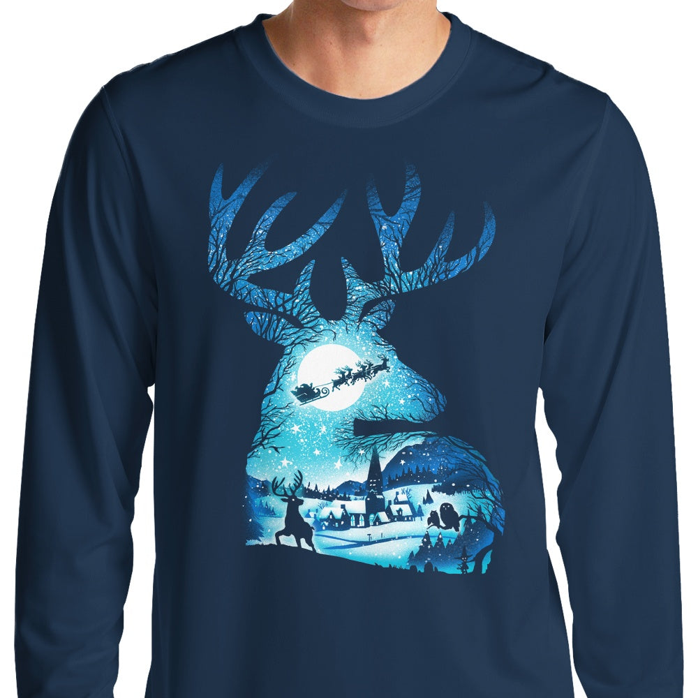 Long Sleeve Christmas Reindeer T-Shirt by Alemaglia