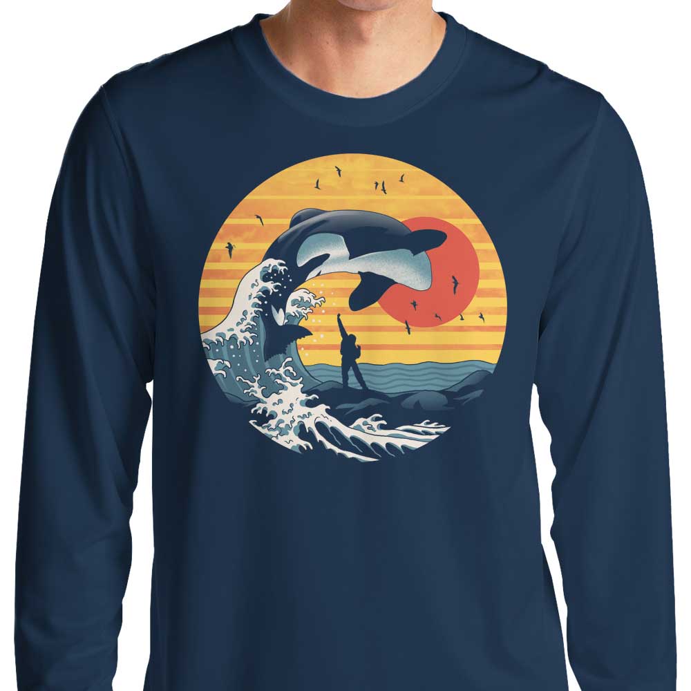 XENOS The Great Whale Off Kanagawa Long Sleeve Comfortable T - Shirt