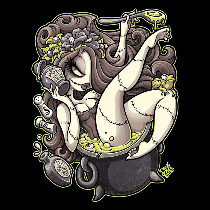 Deadly Nightshade Long Sleeve Crewneck T - Shirt by Jehsee
