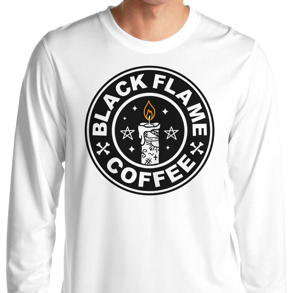 Stylish Black Flame Coffee Long - Sleeve Crewneck T - Shirt for All Sizes