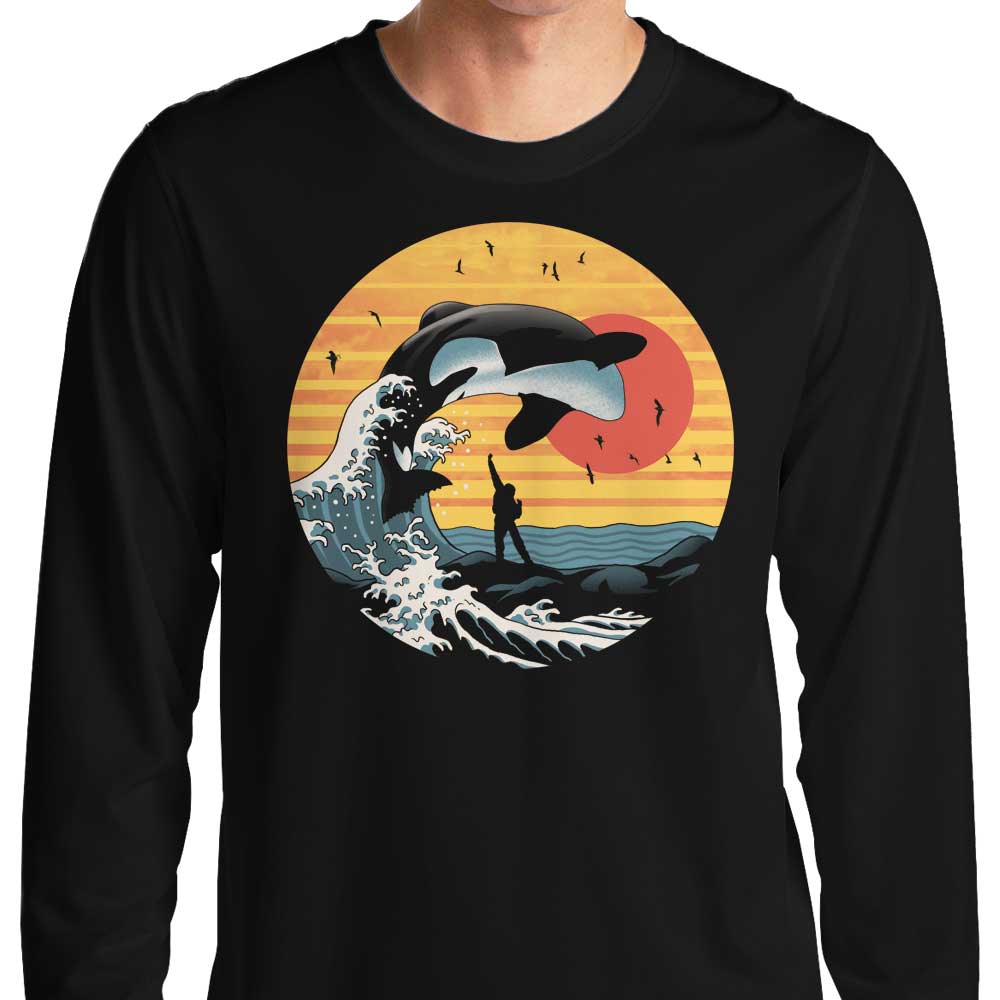 XENOS The Great Whale Off Kanagawa Long Sleeve Comfortable T - Shirt