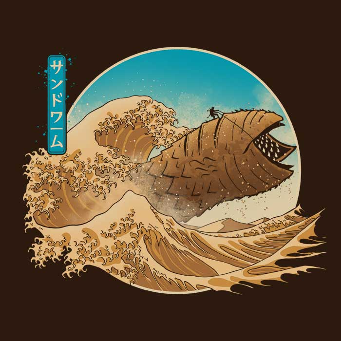 Fantastic Long Sleeve T-Shirt with 'Great Wave Off Arrakis' Design