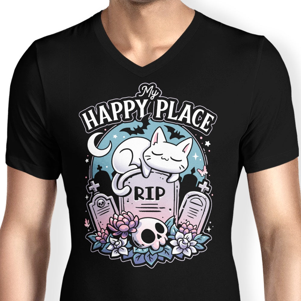 Snouleaf Men's V-Neck Cemetery Cat Nap T-Shirt