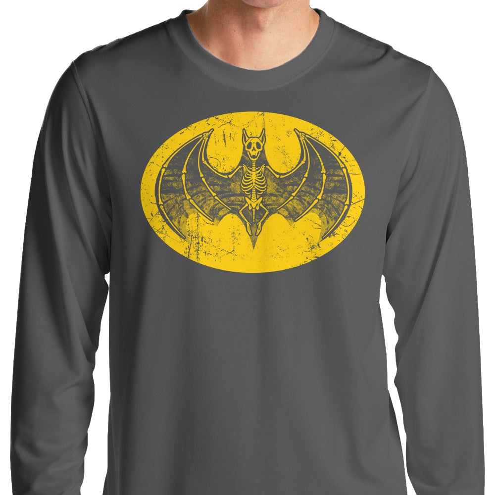 Long Sleeve Skeleton Bat Signal Graphic T-Shirt for Casual Wear