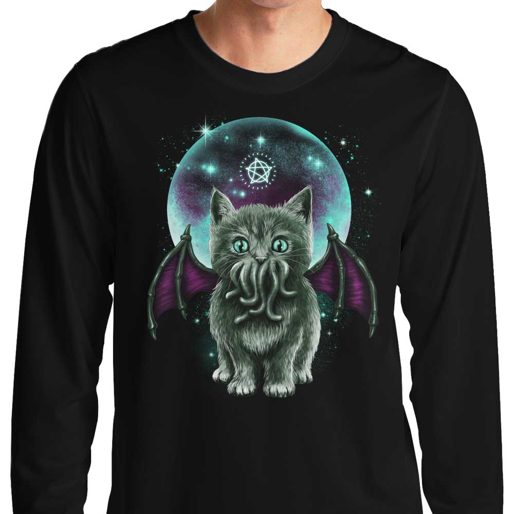 XENOS Cosmic Purrcraft Comfortable Long Sleeve Crewneck T - Shirt