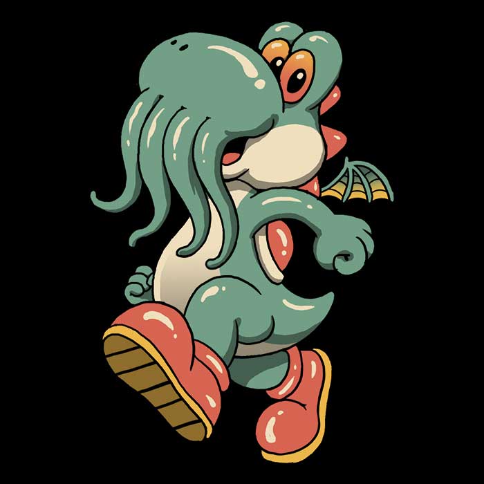 Long Sleeve Dino Cthulhu Graphic T-Shirt by XENOS