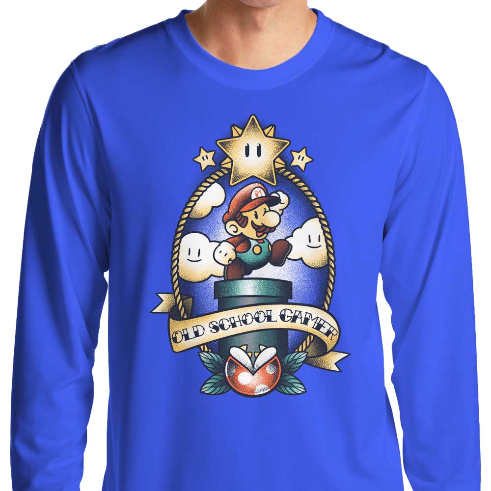 Nostalgic Super Old School Gamer Long Sleeve Crewneck T - Shirt