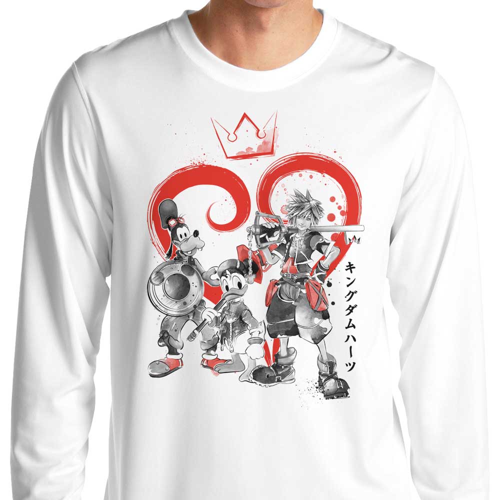 Kingdom Sumi-e Style Long Sleeve Cotton T-Shirt for Casual Wear