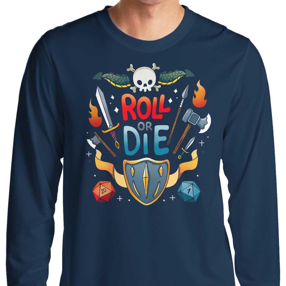 Vallina84's Roll or Die Long Sleeve Crewneck T - Shirt in S to 4XL Sizes