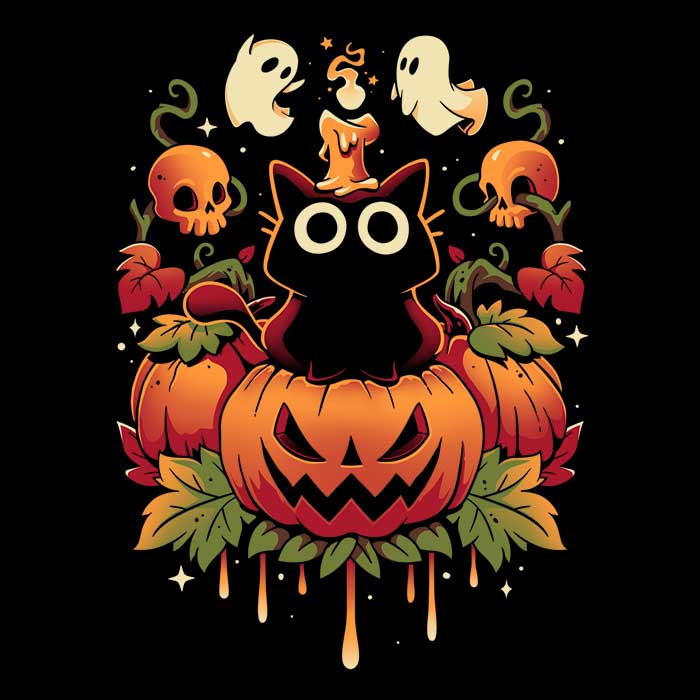 Long Sleeve Halloween Candle Trick-themed T-Shirt