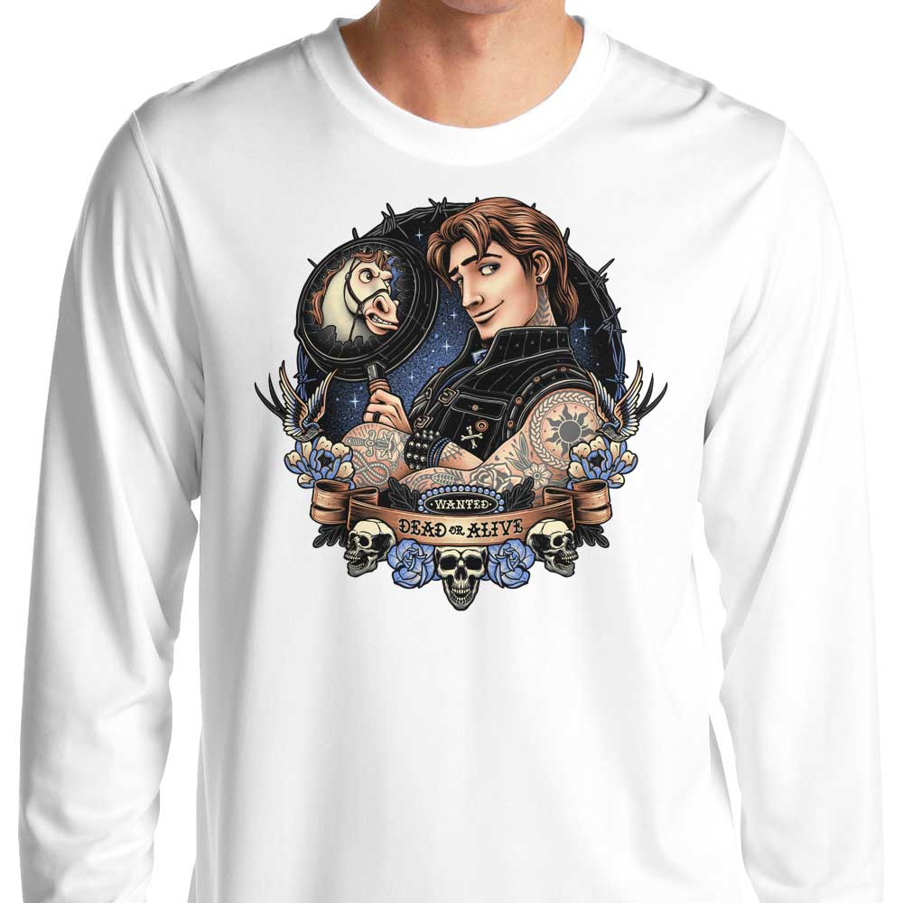 Long Sleeve 'Wanted Dead or Alive' Graphic T-Shirt for Casual Wear