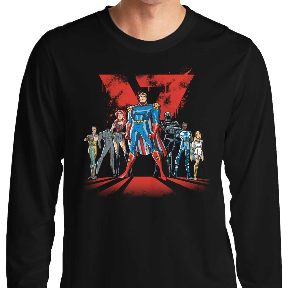 Prime Premne Design's Supes League Long Sleeve Crewneck T - Shirt in S to 4XL
