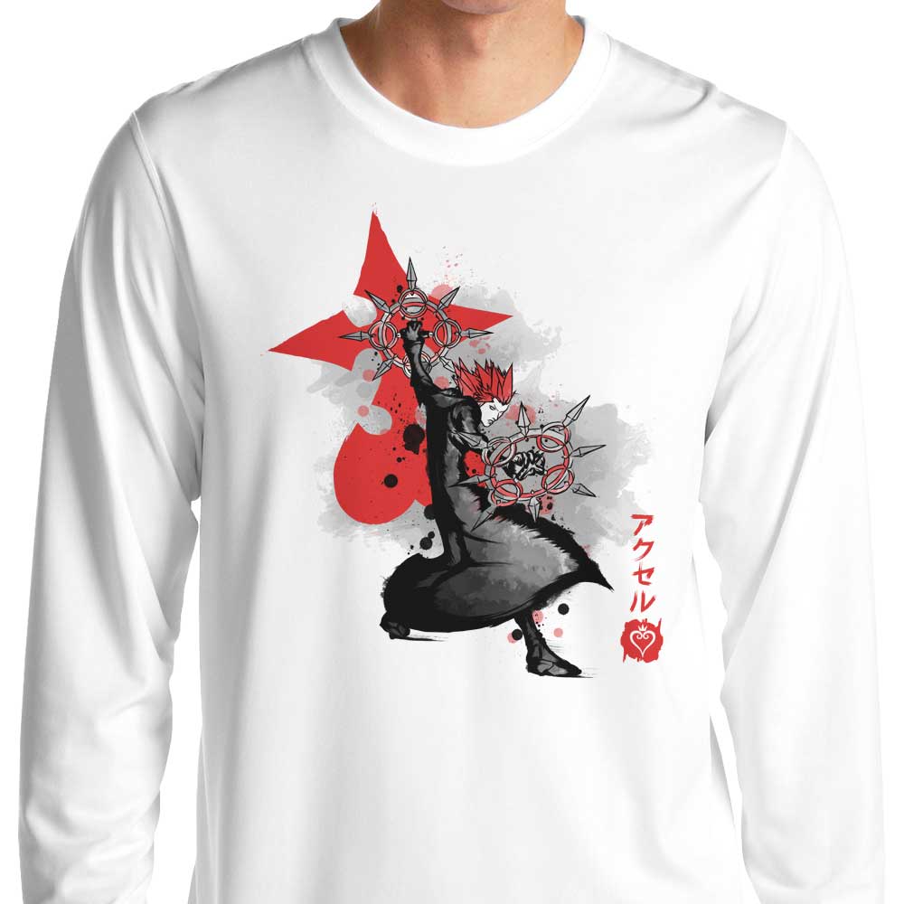 Soulkr's Dancing Flames Sumi-e Design Long Sleeve Crewneck T - Shirt for Fashion Lovers