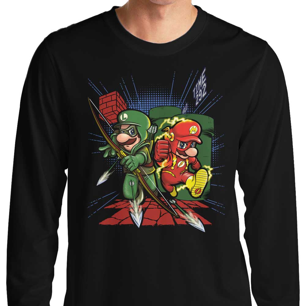 High - Quality Super Suits Long - Sleeve Crewneck T - Shirt