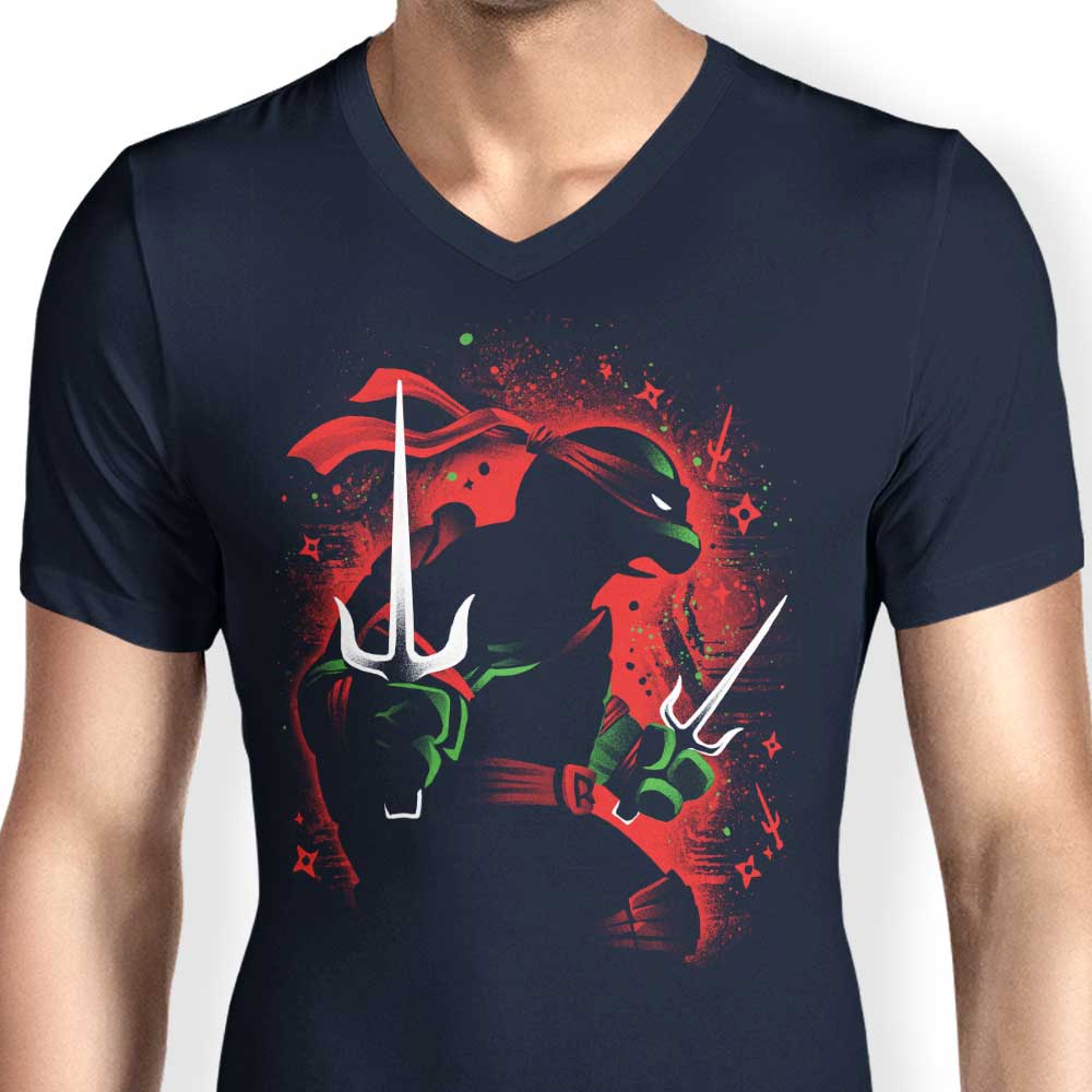 Stylish Men's Red V-Neck Rebel Ninja T-Shirt