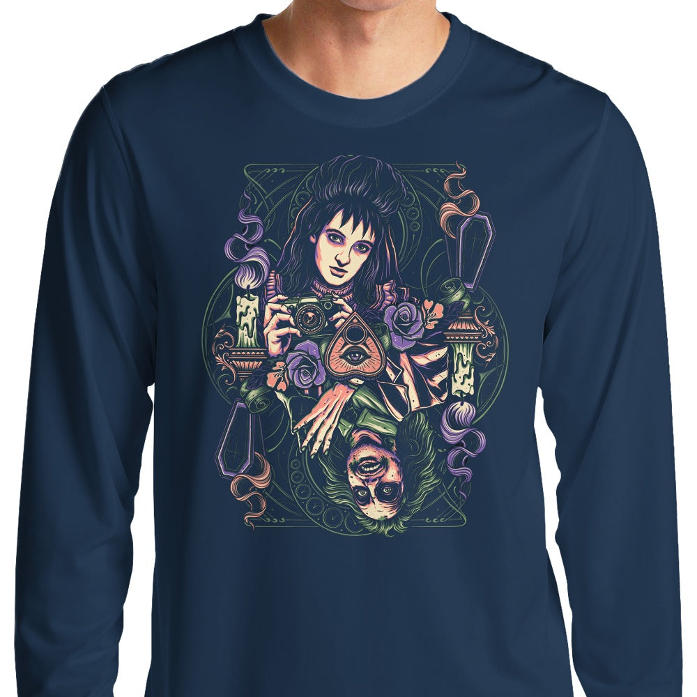 Unique Card Design Long Sleeve Crewneck T - Shirt by Momma Gorilla