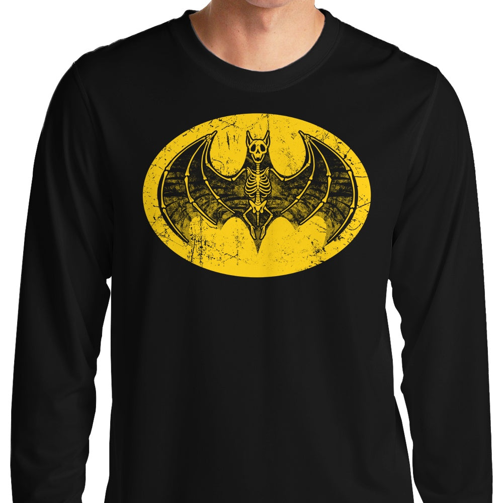 Long Sleeve Skeleton Bat Signal Graphic T-Shirt for Casual Wear