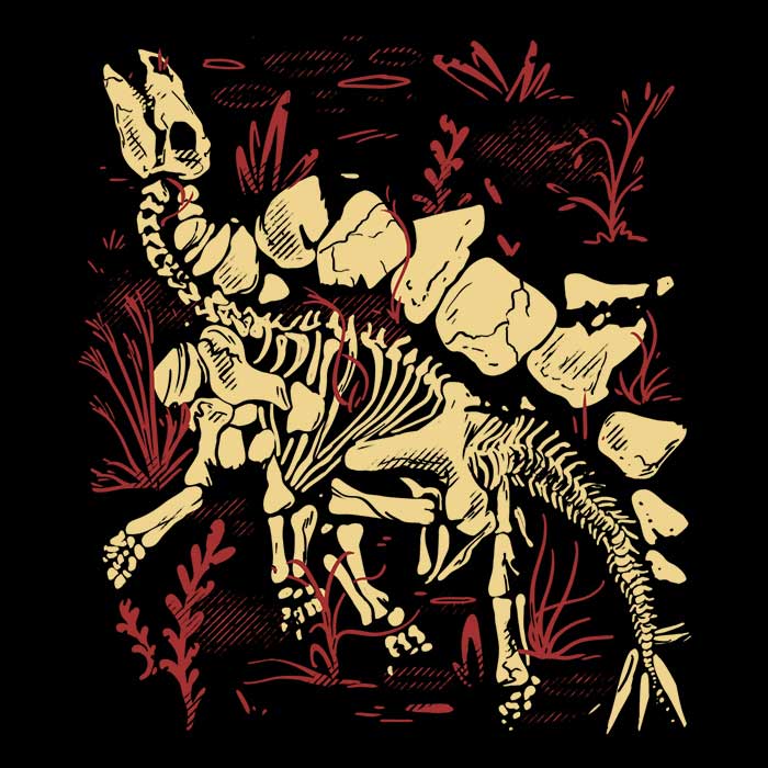 Long Sleeve T-Shirt Featuring Stegosaurus Fossils Design
