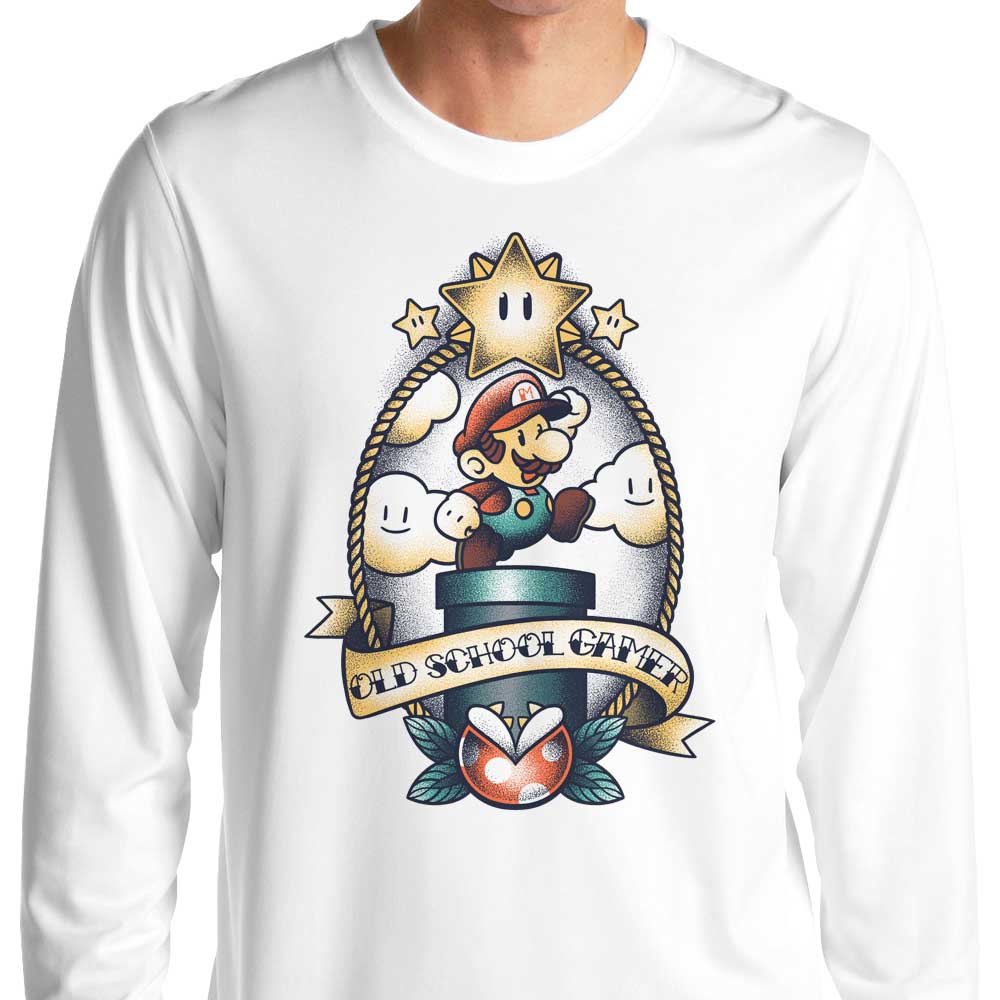 Nostalgic Super Old School Gamer Long Sleeve Crewneck T - Shirt