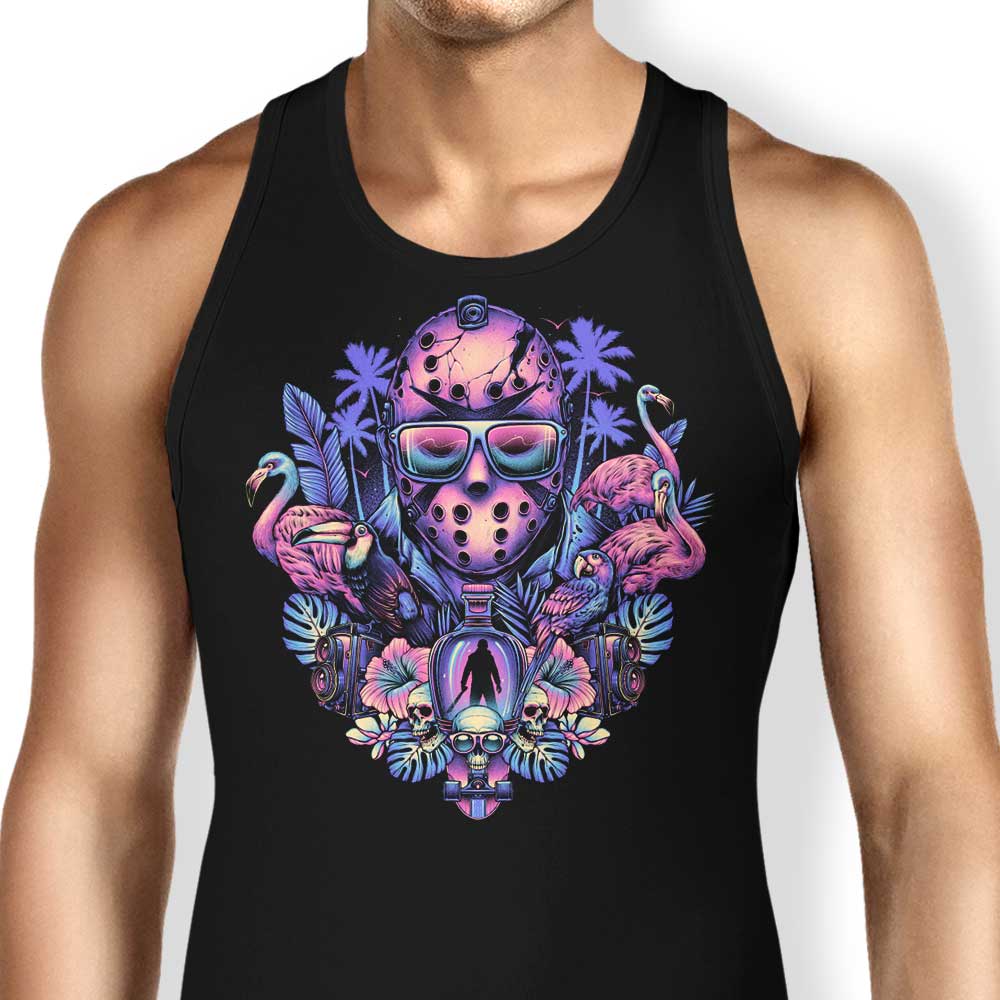Glitchygorilla's Comfortable Tropical Camper Unisex and Women's Tank Tops