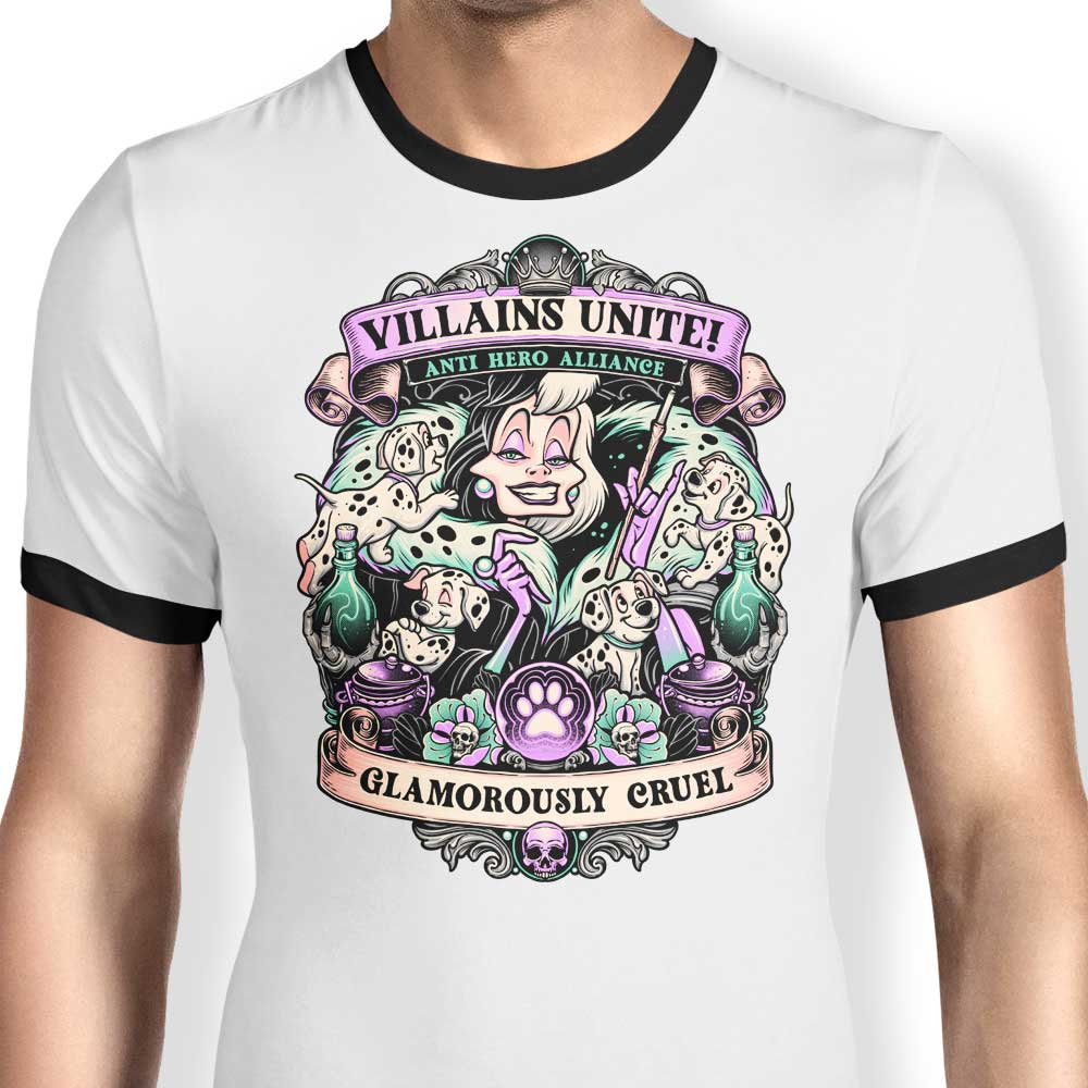 Stylishly Glamorous Cruel Men's Ringer T-Shirt by Momma Gorilla