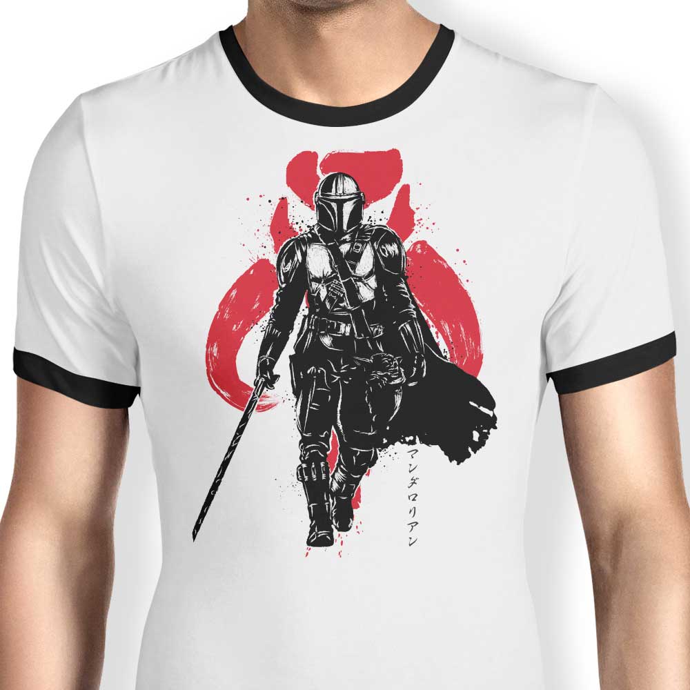 Stylish Dark Wielder Sumi - e Ringer T - Shirt for Trendy Wear