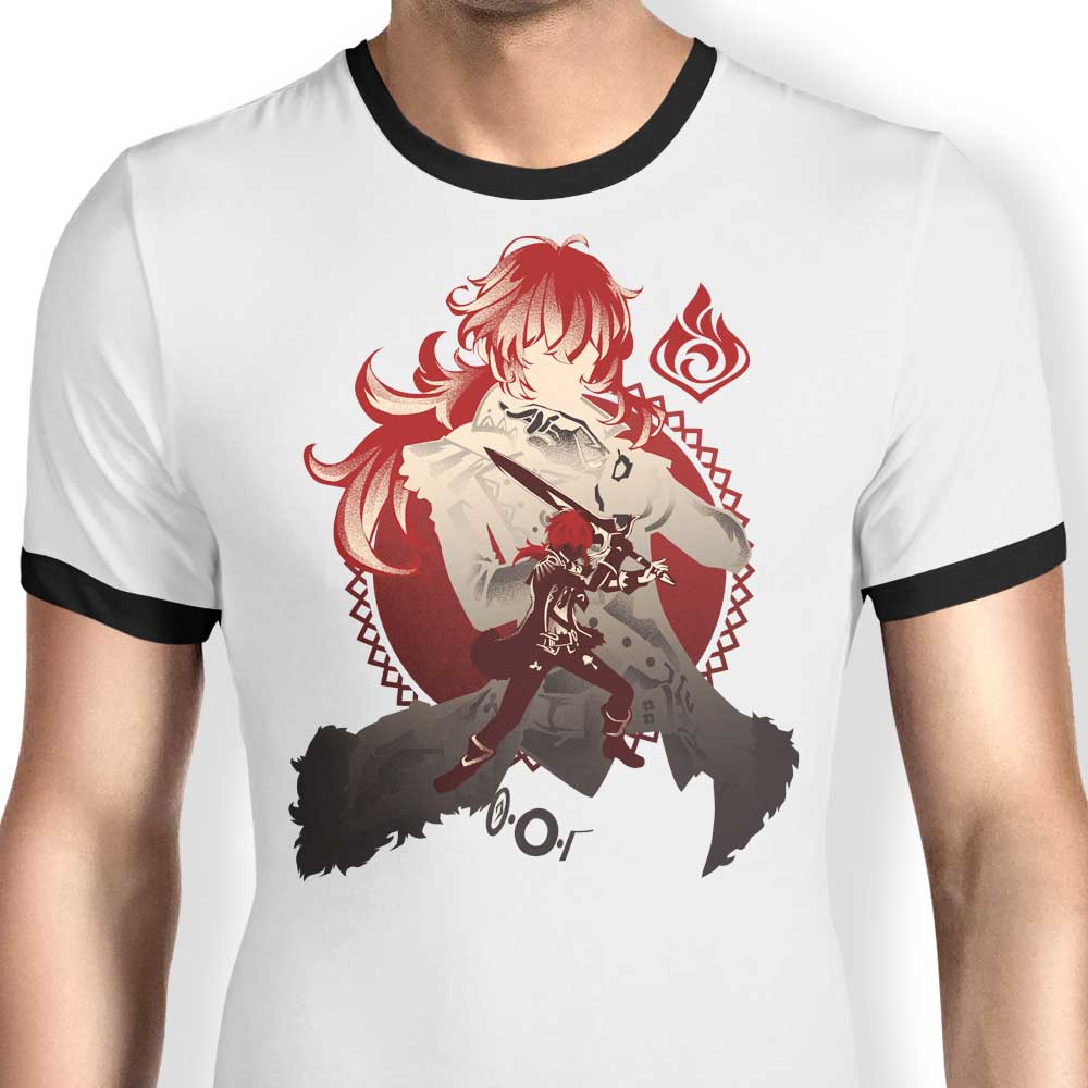 Hypertwenty Dark Side of Dawn Diluc Men's Stylish Ringer T - Shirt