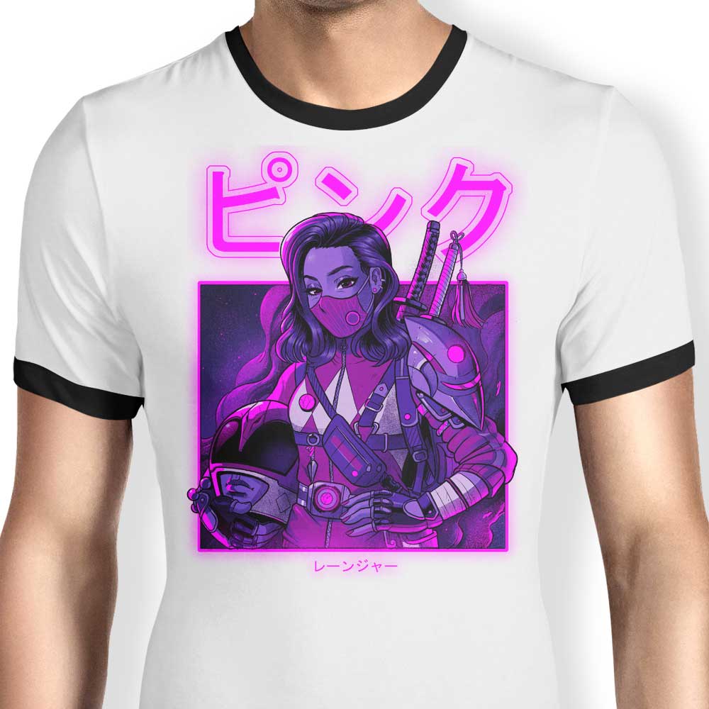 Bruno Mota Pink Neon Colored Ringer Style T-Shirt for Fashion Lovers