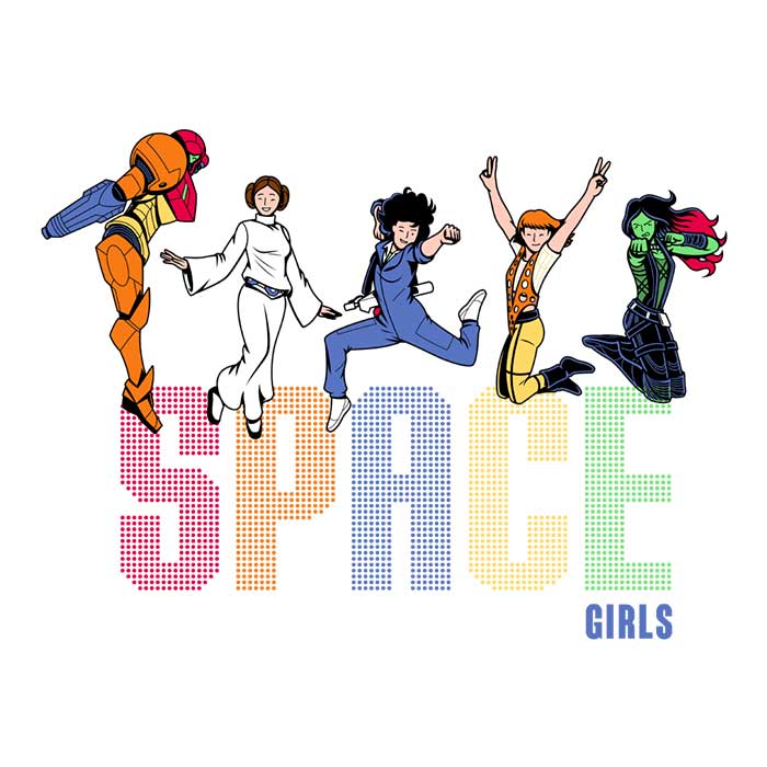 JayHai's Trendy Space Girls Men's Ringer T-Shirts in S - 4XL Sizes