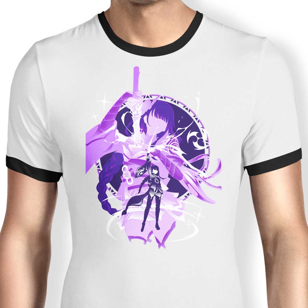 Hypertwenty's Electro Raiden Shogun Inspired Men's Fashionable Ringer T - Shirt