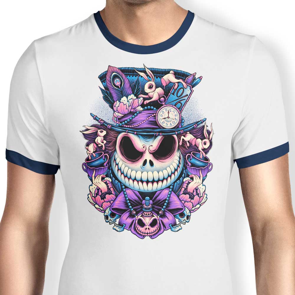 Glitchygorilla's Mad Skellington Men's 100% Cotton Ringer T-Shirt