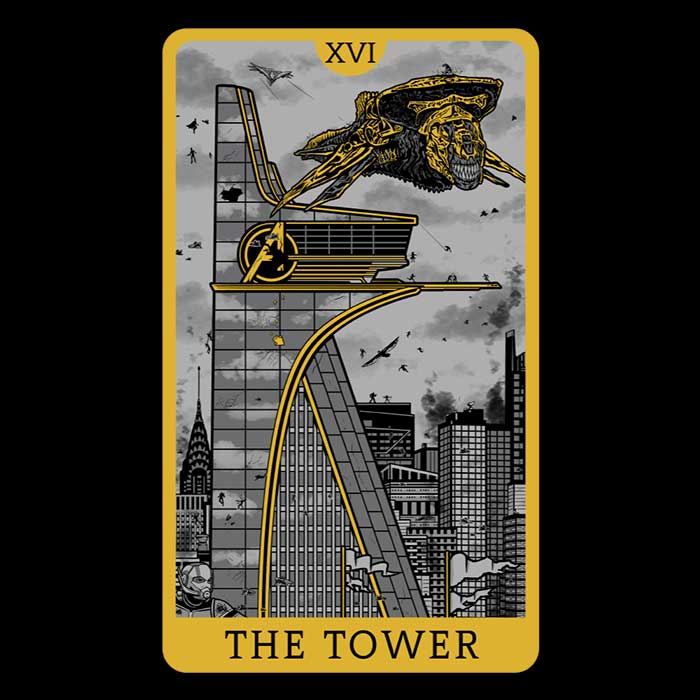 Tarot The Tower Design Men's Ringer Style T-Shirt