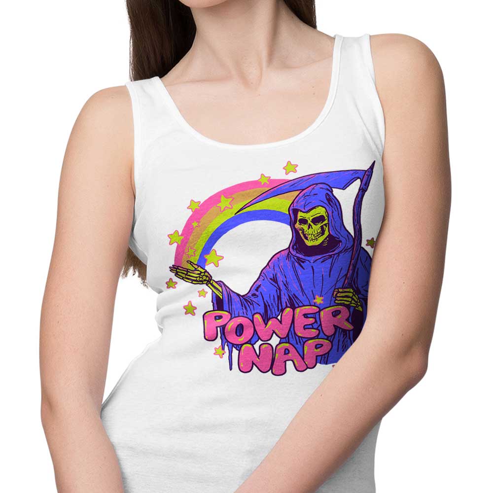 Comfortable Hillary White Power Nap Unisex and Women's Tank Tops