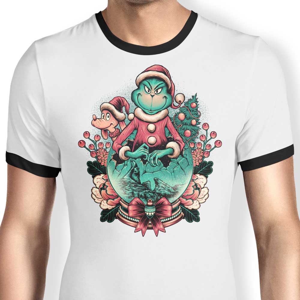 Glitchygorilla's Christmas Grumpy Ringer T - Shirt for Men, S - 4XL Sizes