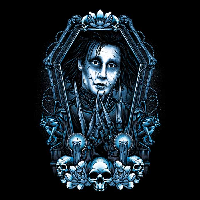 Glitchygorilla Framed Scissors Design Men's Ringer Style Cotton T-Shirt
