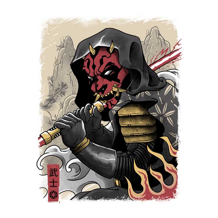 XENOS Men's Samurai Lord Style 100% Cotton Ringer T-Shirt