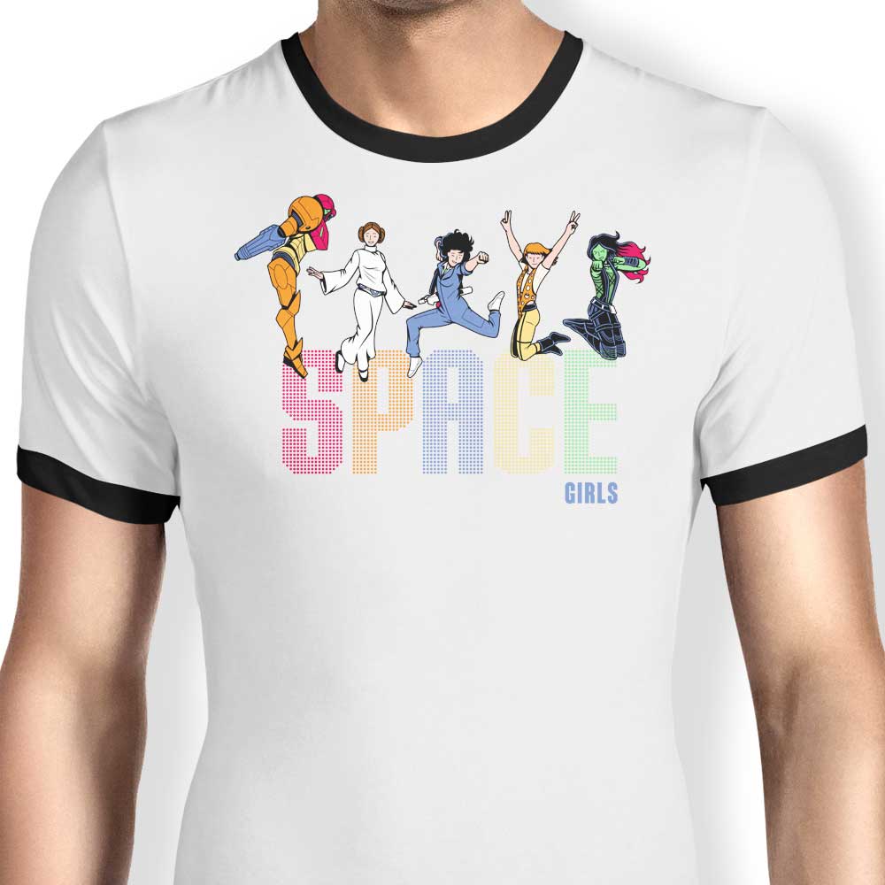 JayHai's Trendy Space Girls Men's Ringer T-Shirts in S - 4XL Sizes