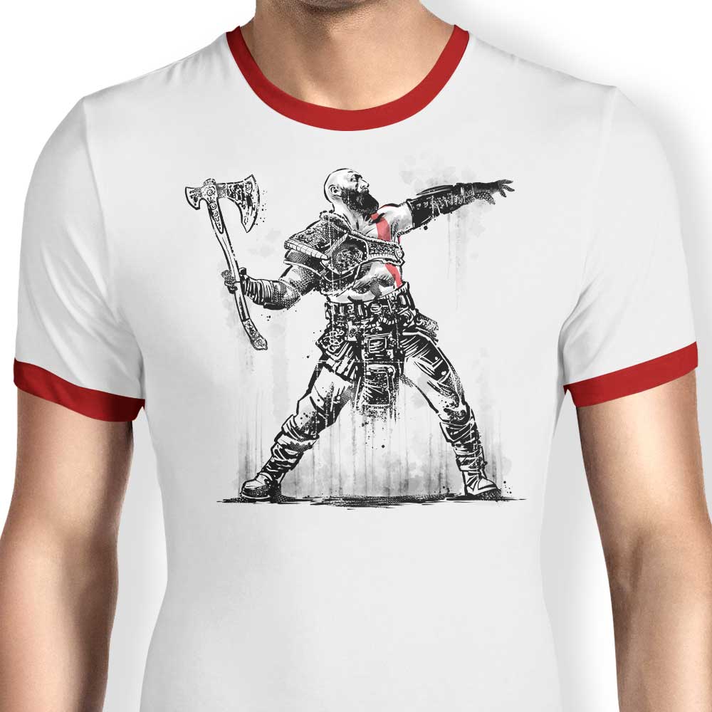Zascanauta's God Throwing Axe Men's Comfortable Ringer T-Shirt in S - 4XL