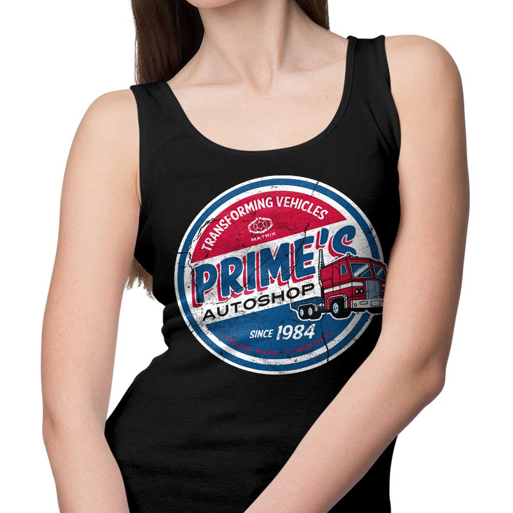 Prime's Auto Shop Men's Sleeveless Tank Top for Automotive Enthusiasts