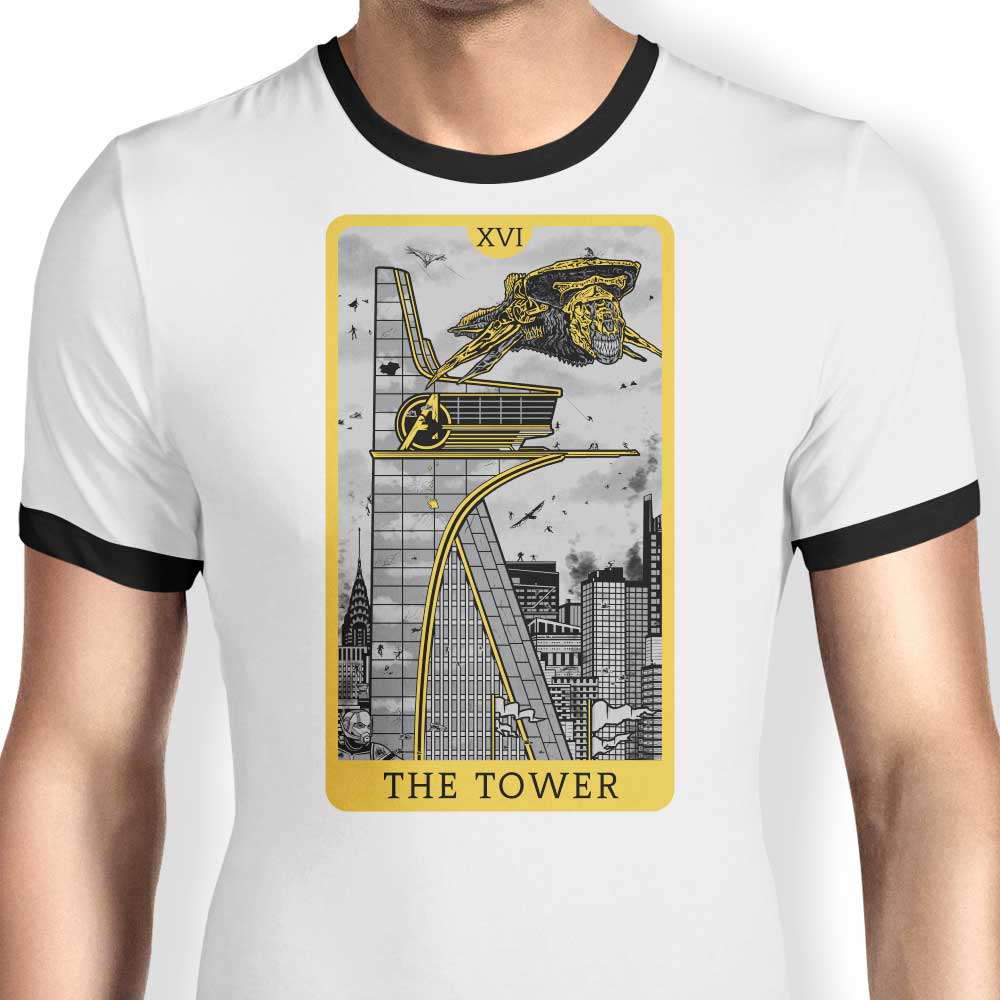 Tarot The Tower Design Men's Ringer Style T-Shirt
