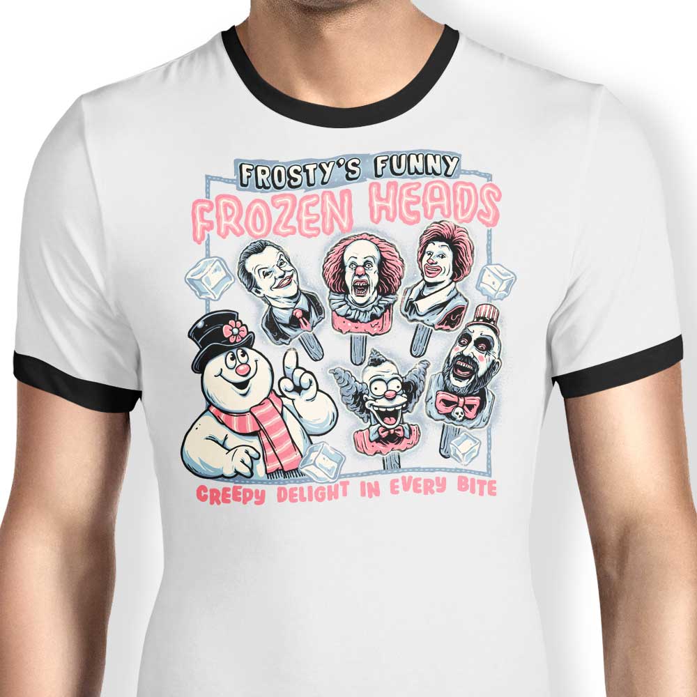 Momma Gorilla's Frozen Heads Men's 100% Cotton Ringer T-Shirt