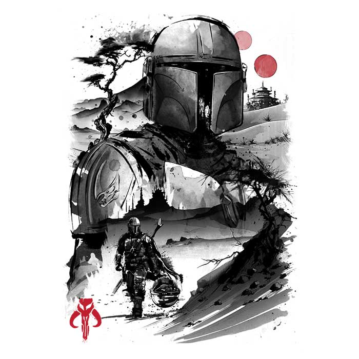 Desert Hunter Sumi - e Style Ringer T - Shirt for Fashion Enthusiasts